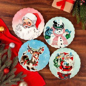 *NIB* Mr. Christmas Vintage Inspired Pastel Ceramic Christmas Plates